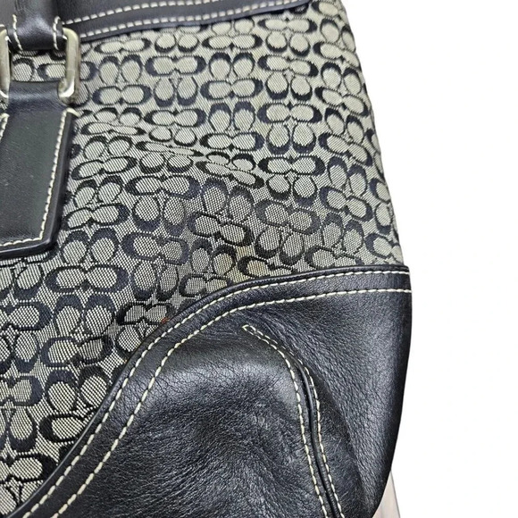 Authentic Vintage Coach Signature Handbag Black Satchel K35-6388 Shoulder Bag - Picture 3 of 10